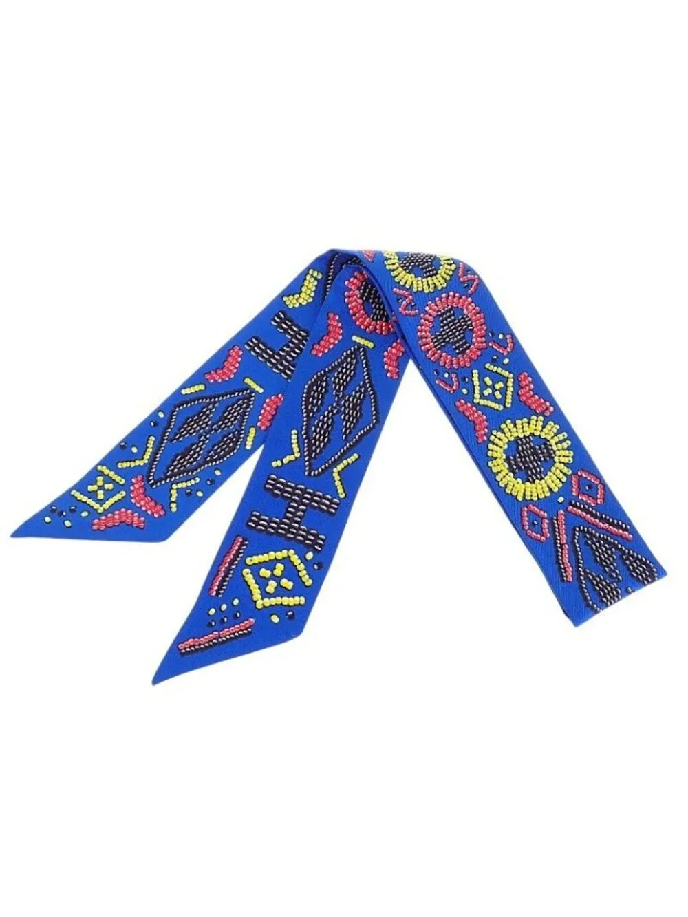 Hermes Kelly en Perles Scarf Silk 100% Blue - Picture 1 of 9
